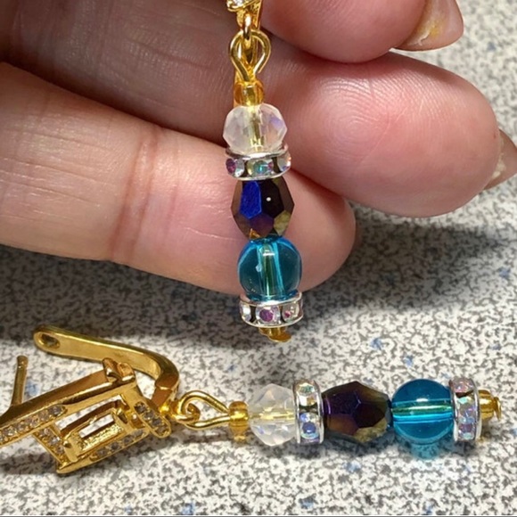 🦋✨dangle earring with crystals and blue apatite stones-pretty - Picture 11 of 12